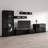 Sabala 150" Modern Entertainment Center with 16-Color LED Lighting, High Gloss Finish, Media Storage-1957305435
