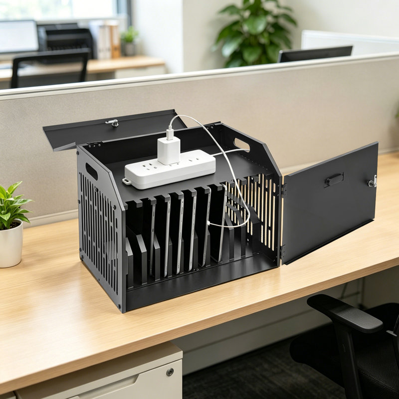 Station de charge portable à 11 appareils avec verrou verrouillable pour ordinateur portable