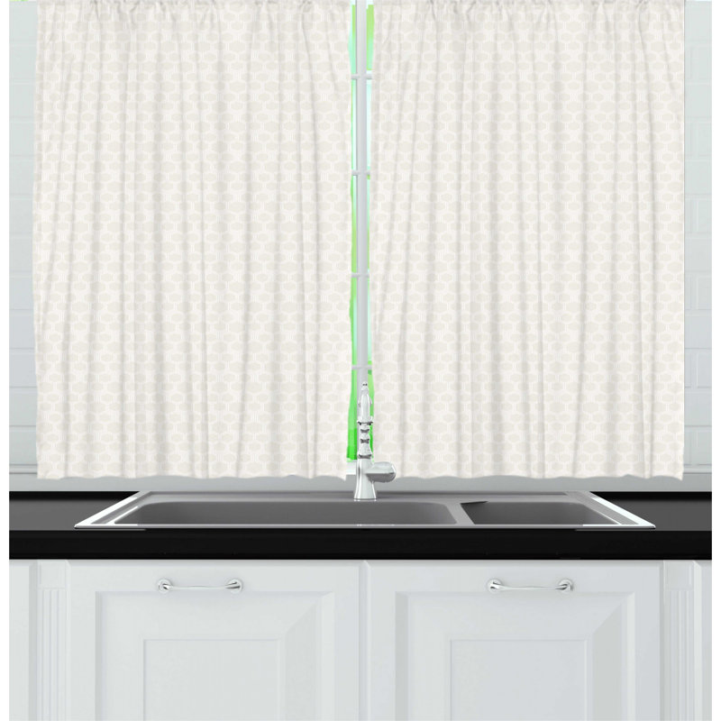 Eggshell/White Kitchen Curtain