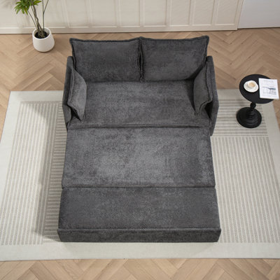 Canapé-lit escamotable, canapé-lit convertible en velours côtelé, rangement latéral et fauteuil de chargement USB / C-TYPE pour salon, chambre à coucher, appartement