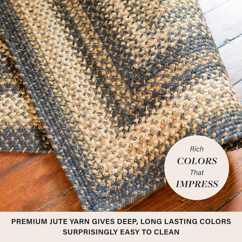 Dairius Braided Non-Shedding Premium Jute Black/Brown/Cream Rug, Rectangle 2'3" x 3'9"