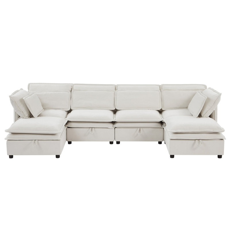 Large Storage With Double-layer Cushions And Stylish Design 6 Cushion Versatile Functionality