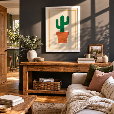 Potted Cactus Botanical - Framed Print