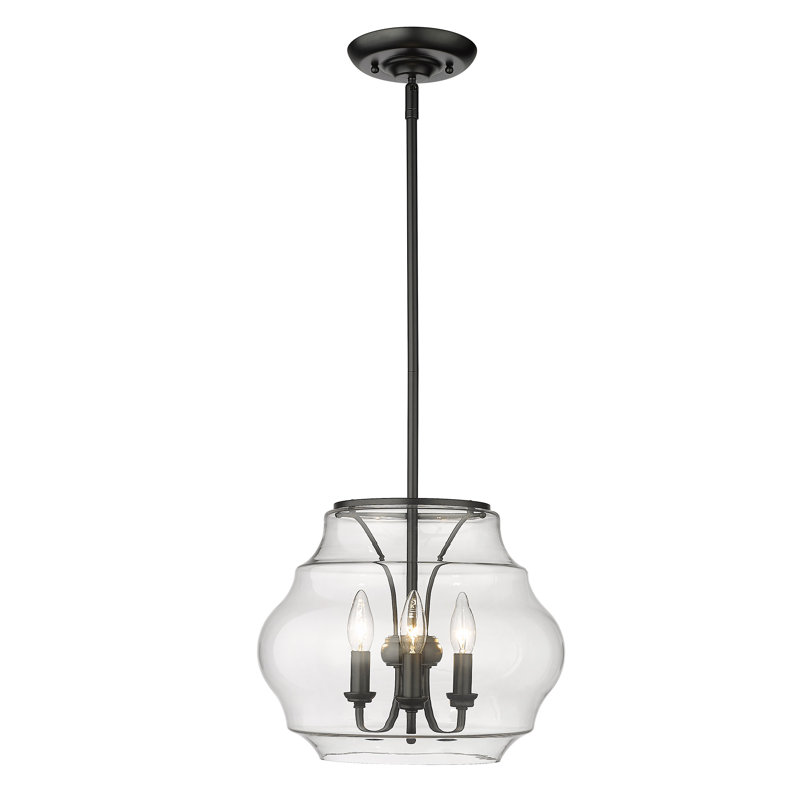 Luminaire suspendu 3 lumières Dundre, Noir mat