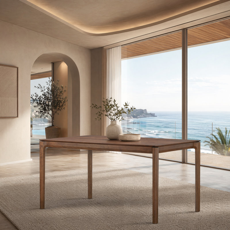Capri Rectangular Dining Table with Sleek Modern Frame, Walnut