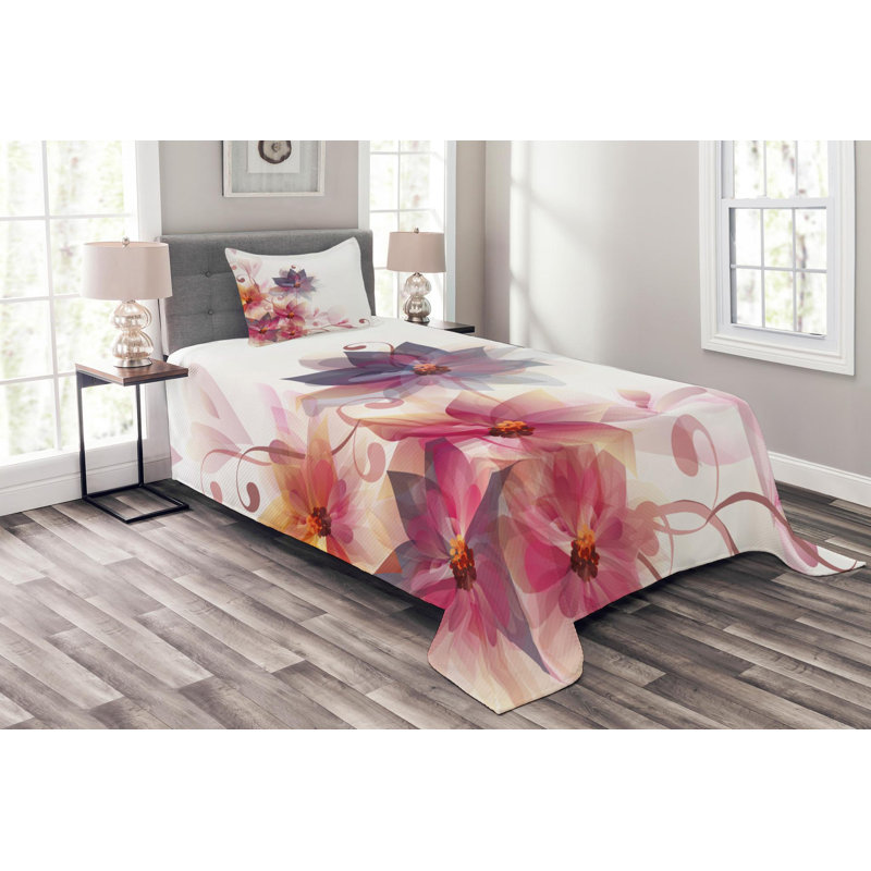 Traditional Polyester Floral Coverlet, Twin Coverlet + 1 Sham