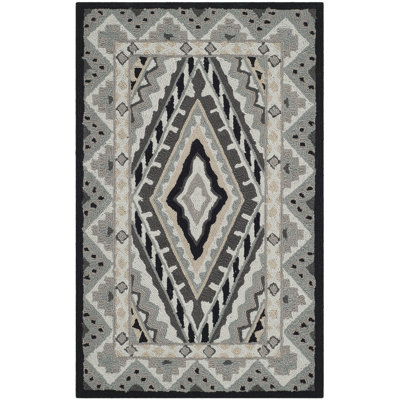 Tapis crocheté à la main gris Adera