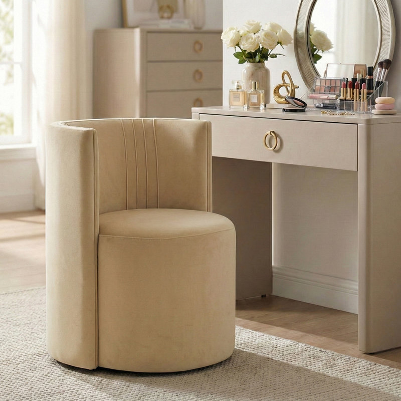 Fauteuil de coiffeuse en velours, Beige miel
