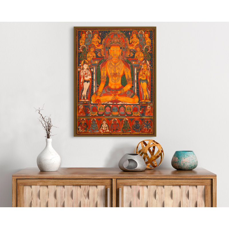 Buddha Ratnasambhava With Wealth Deities - Wrapped Canvas Print, 100cm H x 70cm W x 4cm D