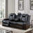 3-Piece Vegan Leather Home Theater Power Reclining Living Room Sofa Set With LED Light