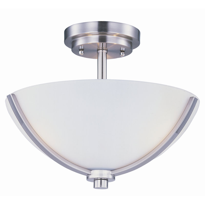 Bennet Glass Semi Flush Mount, Satin Nickel