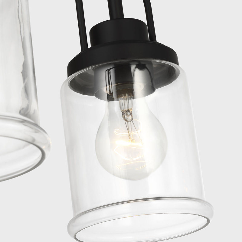 Anders 5 Light Dining Room Chandelier With Clear Shade, Midnight Black