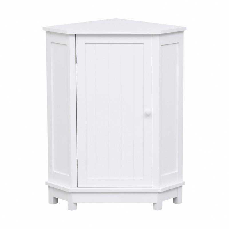 Bathroom Cabinet, Triangle Corner Storage Cabinet With Adjustable Shelf, White