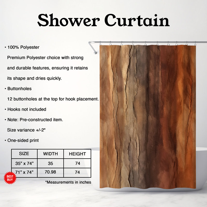 Itxaso Abstract Shower Curtain, 74"H x 71"W