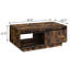 Table basse rustique avec une porte de grange coulissante et un tiroir