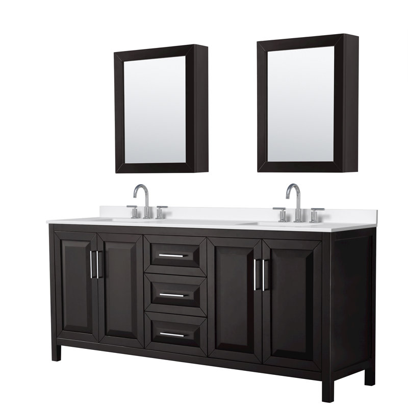 Daria 80'' W Vanity, Giotto Quartz, Brown, Polished Chrome