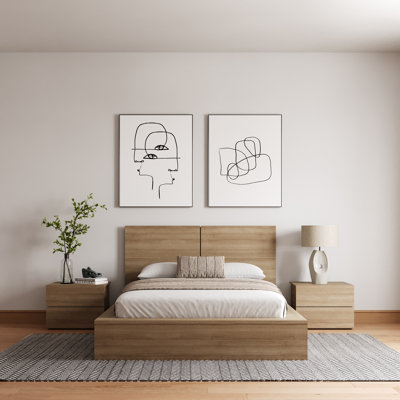 Antonnio 4 Piece Bedroom Set with Bed, Headboard, and 2 Nightstands by Wade Logan