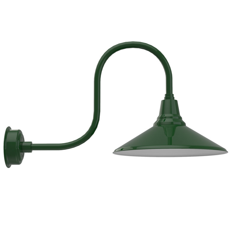 Luminaire de grange d’extérieur à del Albali, H 9 po x l 8 po x P 17 po, Vert rétro