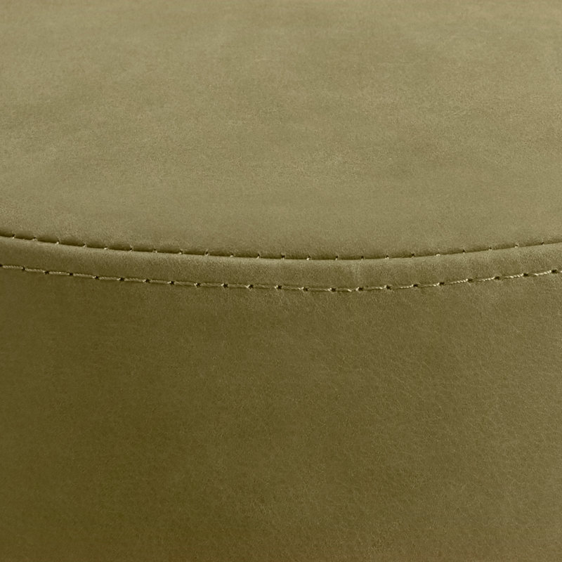 Bumper Upholstered Pouf, Loden Green Genuine Leather