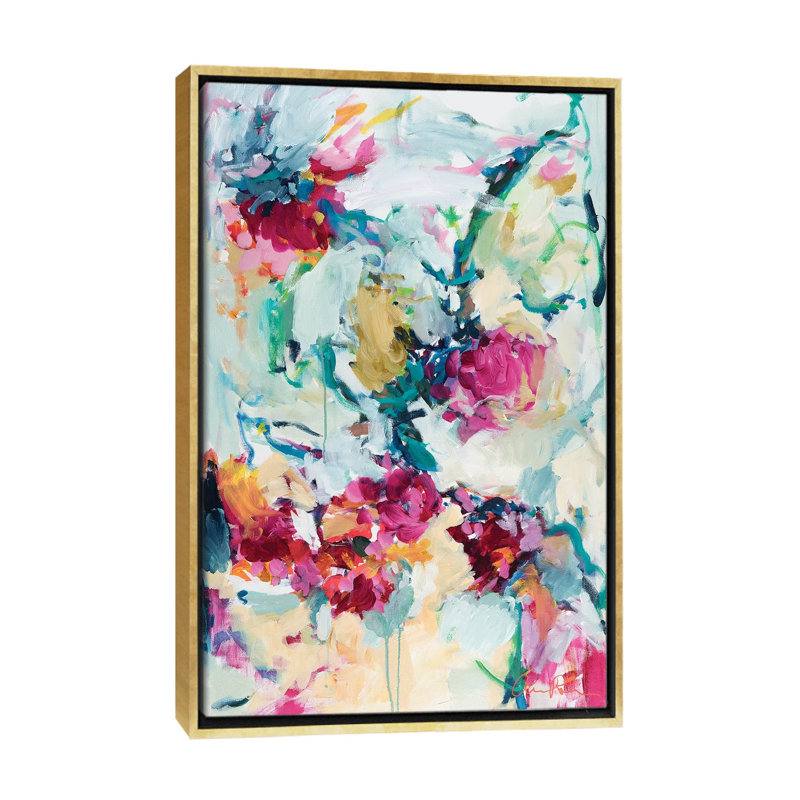 «Jade Blossoms» par Amira Rahim - reproduction d'art, H 40 po x l 26 po x P 1,5 po, Toile encadrée d'or, Pas de tapis