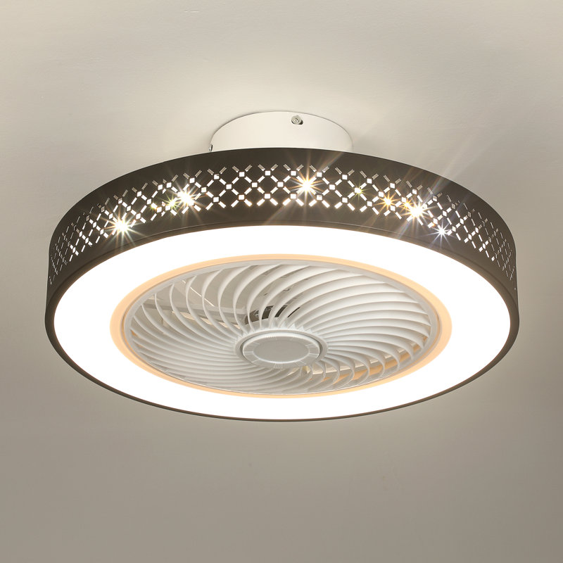 Ventilateur de plafond intelligent sans pales à 5 pales de 19,6 po avec télécommande et ensemble d'éclairage Blodgett (ensemble de 2)