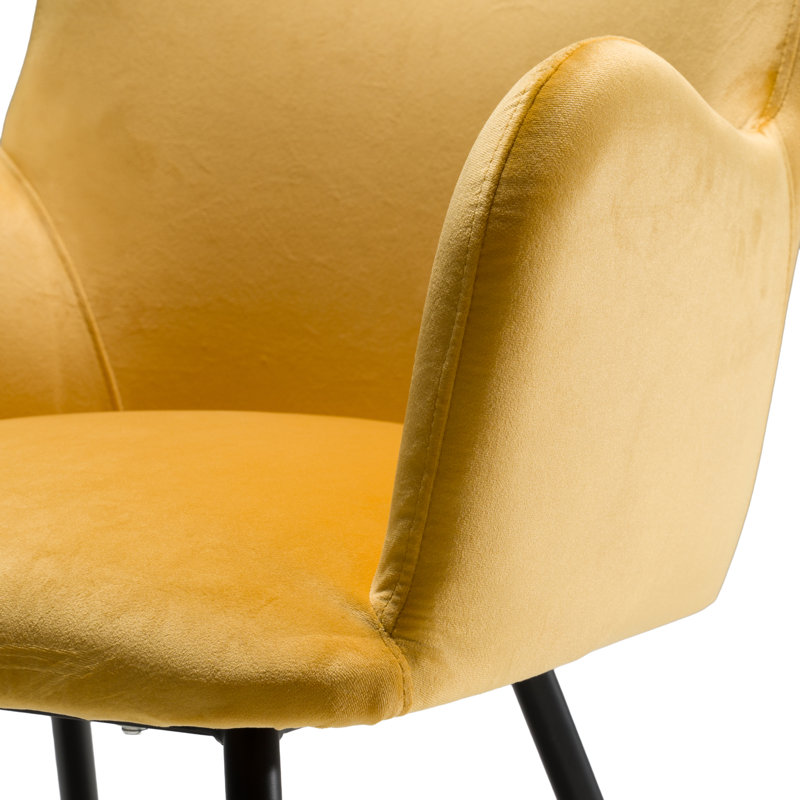 Chaise avec accoudoirs en velours Borrayo, Jaune