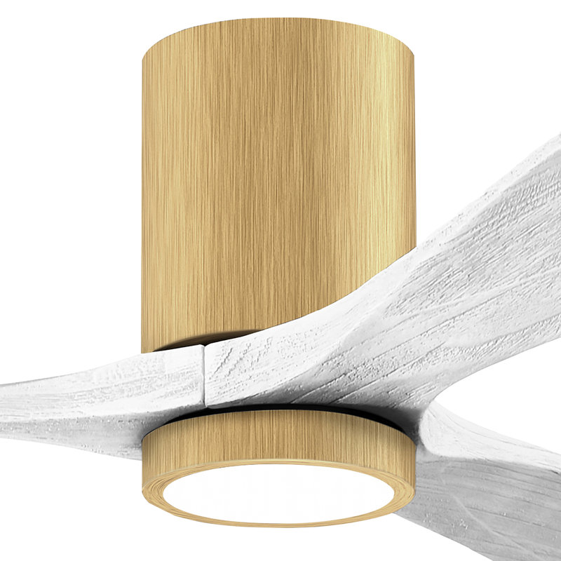 Olivier à 3 pales DEL standard avec ventilateur de plafond et ensemble d'éclairage inclus, Blanc mat, Érable clair, 42"