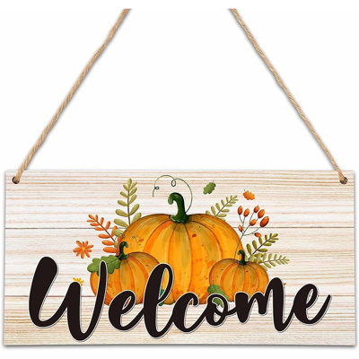 Fall Welcome Door Sign – Wooden Pumpkin Hanging Plaque for Autumn, Thanksgiving & Farmhouse Decor
