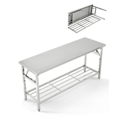 Commercial Stainless Steel Folding Table with Undershelf，48 x 30 Inch Heavy-Duty Kitchen Island Worktable Workstation for Food Prep, Restaurant, Catering & Home Use | Portable Work Table for Kitchen,