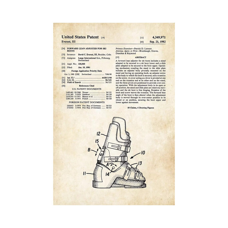 "Ski bottes" par vern77 - Art textuel sur toile tendue, H 40 po x l 26 po x P 1,5 po