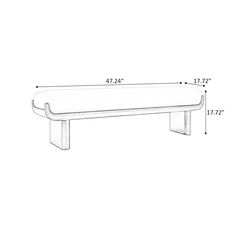 Banc rembourré vert en bois massif, H 17,72 po x l 47,24 po x P 17,72 po
