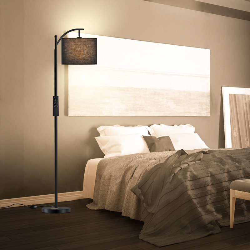 Mykah 61.8'' Arched/Arc Floor Lamp with Remote Control and Bulb Included, Black