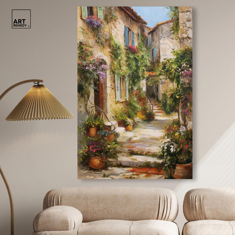 Art méditerranéen paysage méditerranéen II par Art Remedy, H 36 po x l 24 po, Toile tendue, Peinture sans cadre