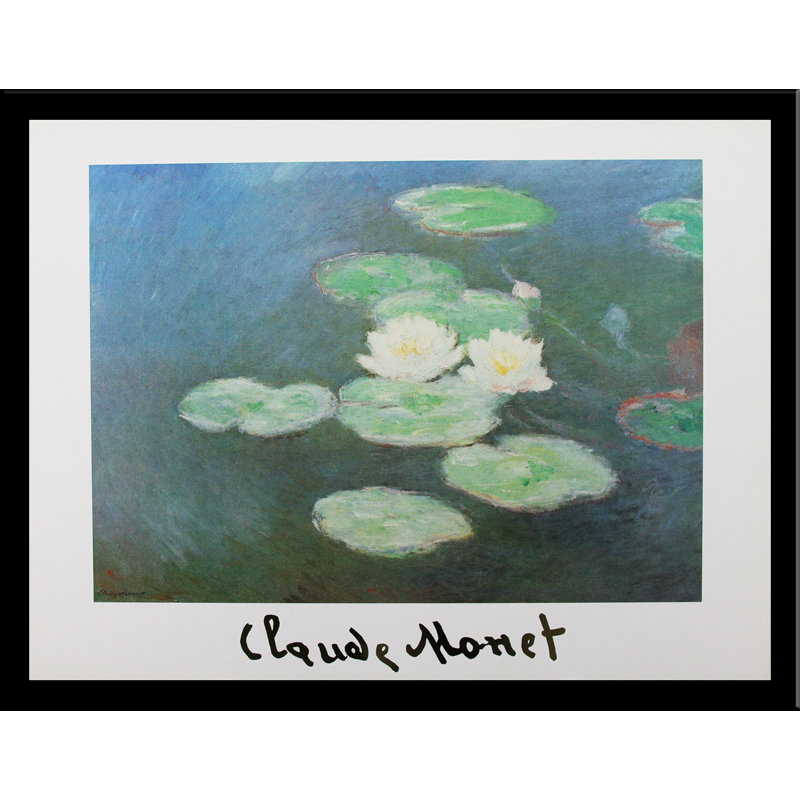 Reproduction d'art encadrée 24 x 32 encadrée, "Nymphaeasby Nightfall" par Claude Monet