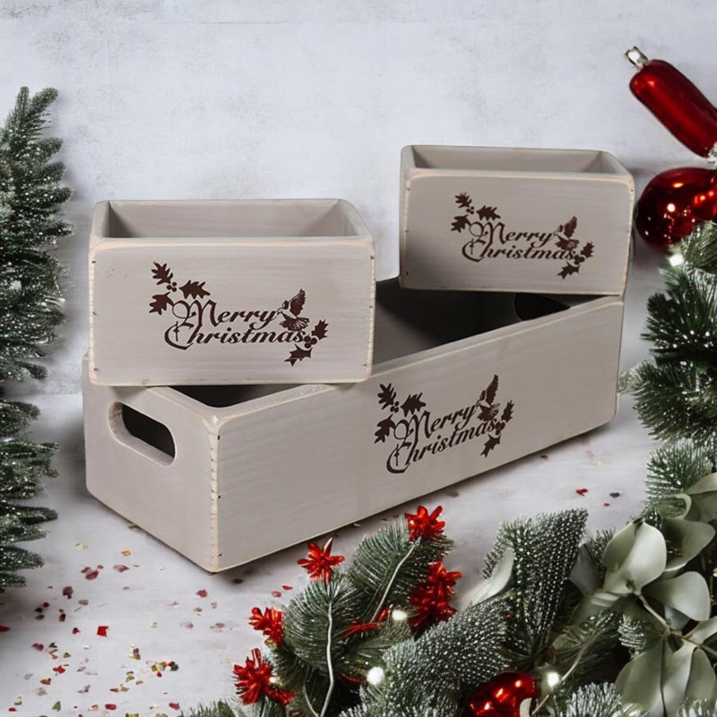 Aniyja 4 Piece Handmade Wooden Decorative Box Set, Grey