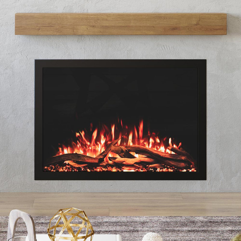Highmark 38" Traditional Electric Fireplace Insert Heater, Wi-Fi, Google & Alexa Compatible, Logs & Crystals