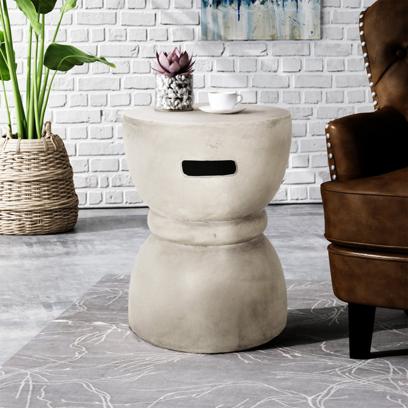 Doggerville Round Concrete Outdoor Side Table , 13.5'' in. W 13.5'' in. D