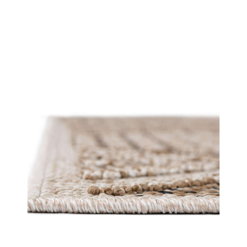 Geometric Machine Made Power Loom Polypropylene Plastic Area Rug in Khaki, Rectangle 4'1" x 6'1"