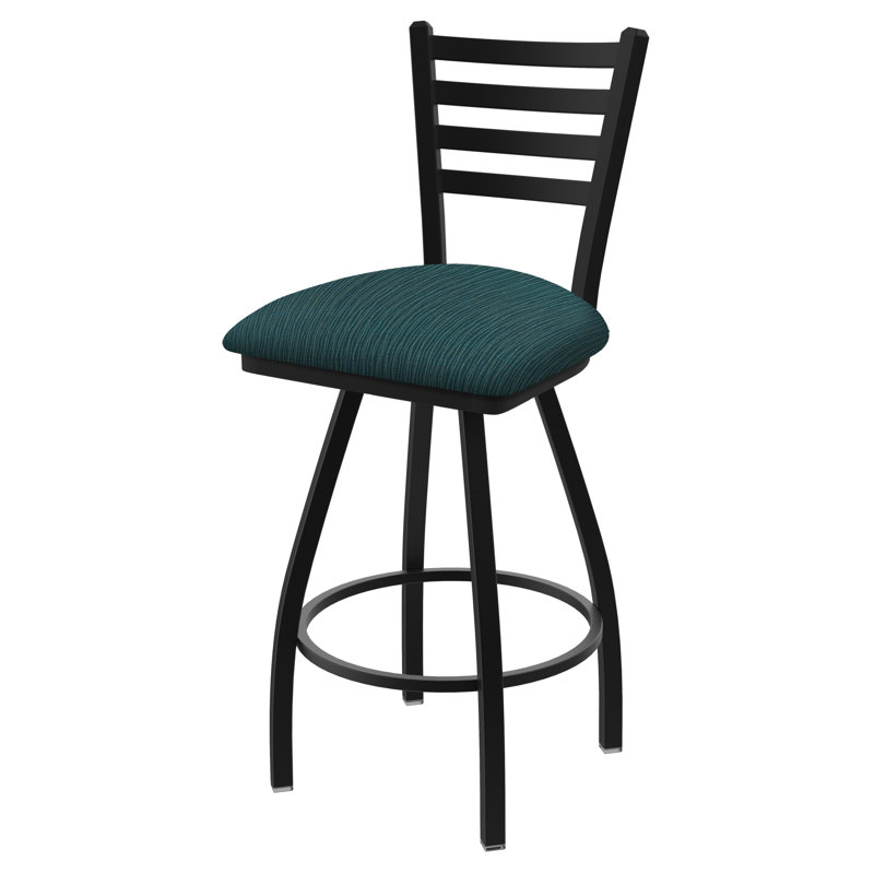 Tabouret de bar pivotant de 36" Evers, Noir froissé, Tissu - marée graphique, Extra Tall (36” Seat Height)