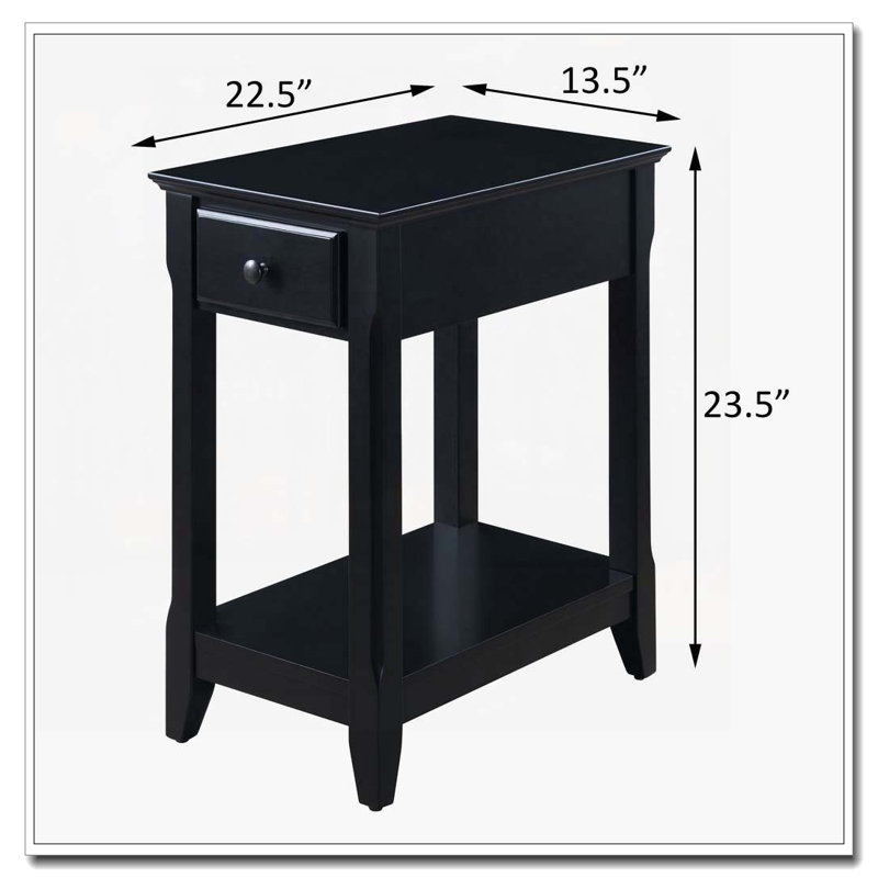Table d'appoint noire avec tablette inférieure, Noir
