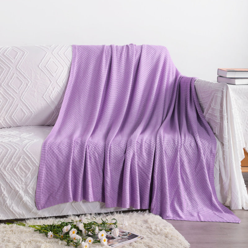 Cable Knit Throw Blanket, 3 lbs Soft and Breathable Throw Blanket, Soft and Breathable Touch - NTBAY, Twin, Light Purple