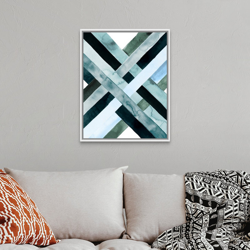 Watercolor Weave I - reproduction sur toile, Cadre flottant blanc, H 32 po x l 26 po x P 1,75 po