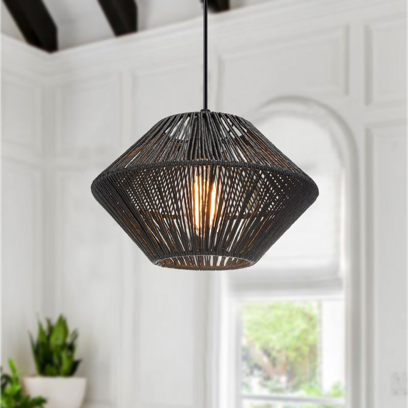 Toole 1 - Light Bohemian,Classic,Craftsman,Modern Farmhouse Pendant, Black