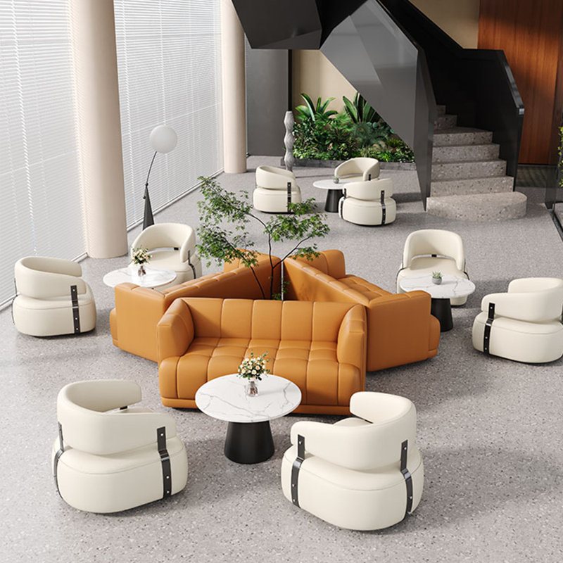 Banc rembourré en similicuir Fashion, Orange