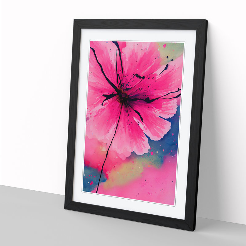 FRM-V0523-361X Carnation Flower Splatter Vol.1 - Single Picture Frame Print, 64cm H x 46cm W x 2cm D, Walnut Framed