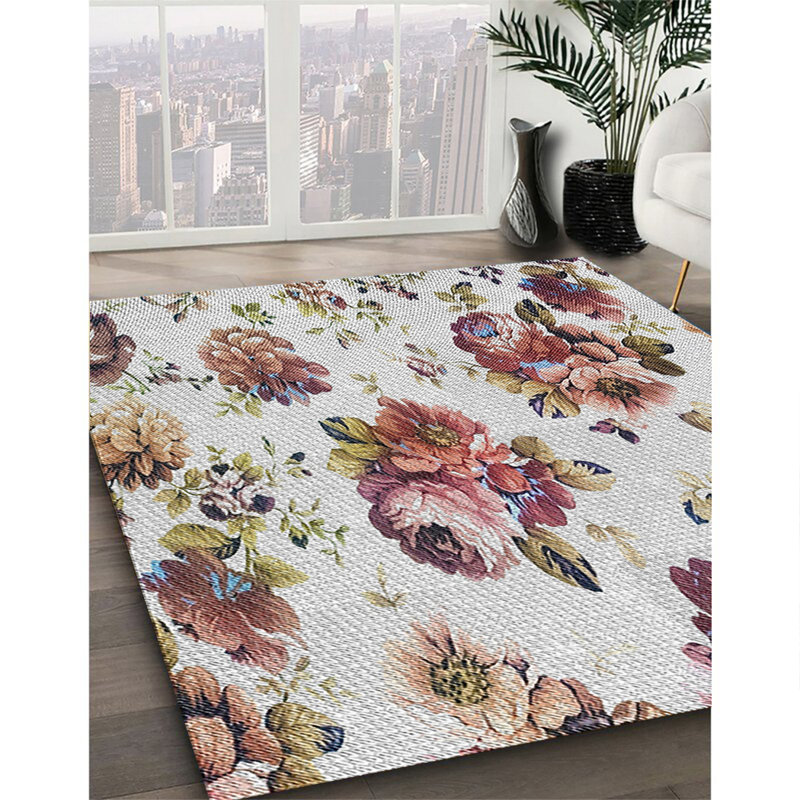 Tapis rouge à motif floral Mea, Rectangle 7 pi x 10 pi