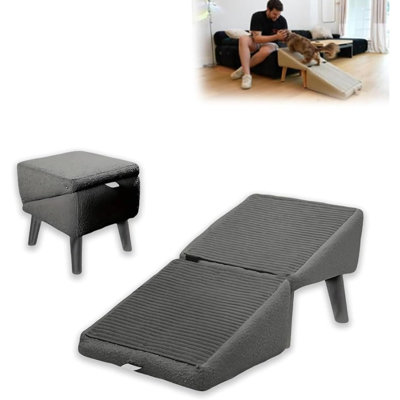 Rampe pour chien 2-en-1 pliable et détachable, escaliers et marches multifonctionnels robustes pour animaux de compagnie, rampe pour chien de style repose-pieds, convient aux canapés, lits, marches pour animaux de compagnie, rampes d'extérieur pour petits et grands chiens et marches de porche