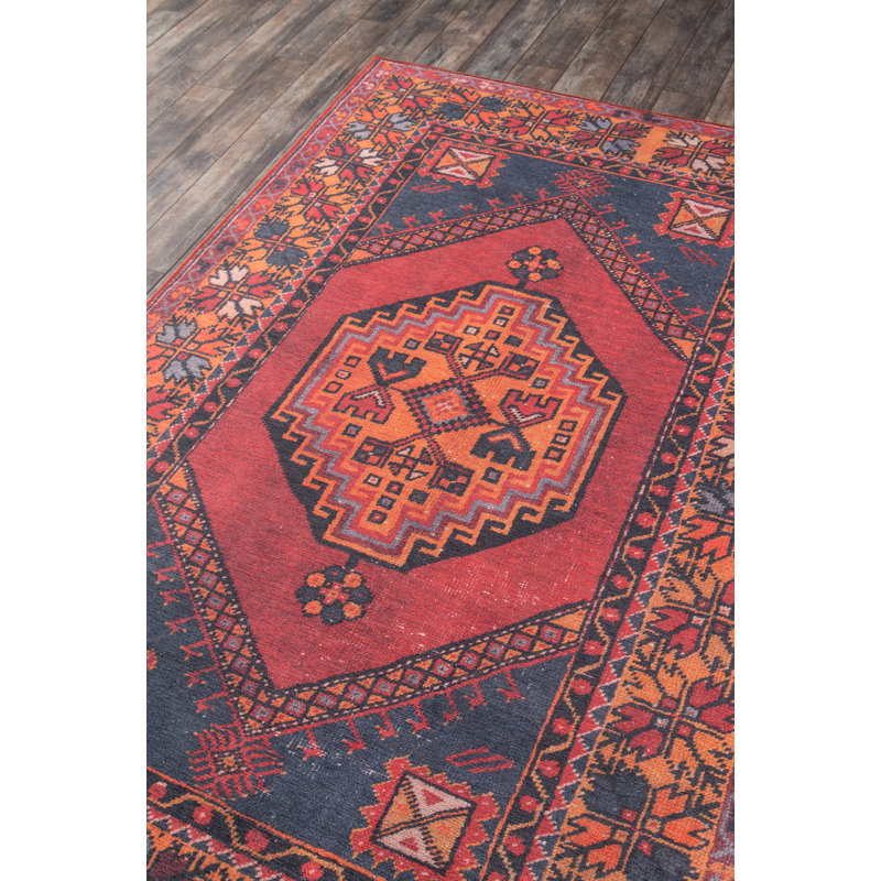 Tapis oriental rouge / bleu / orange Isthia, Rectangle 3 pi x 5 pi