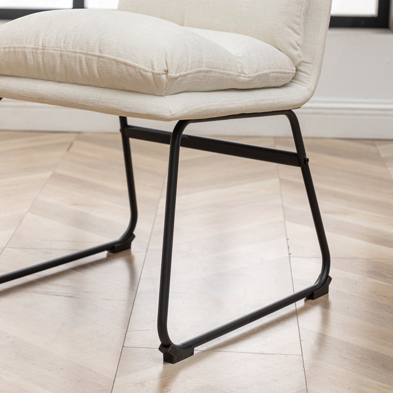 Chaises contemporaines rembourrées, ensemble de 2, Blanc vanille