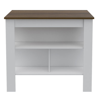 Cala Kitchen Island, Four Legs, Three Shelves